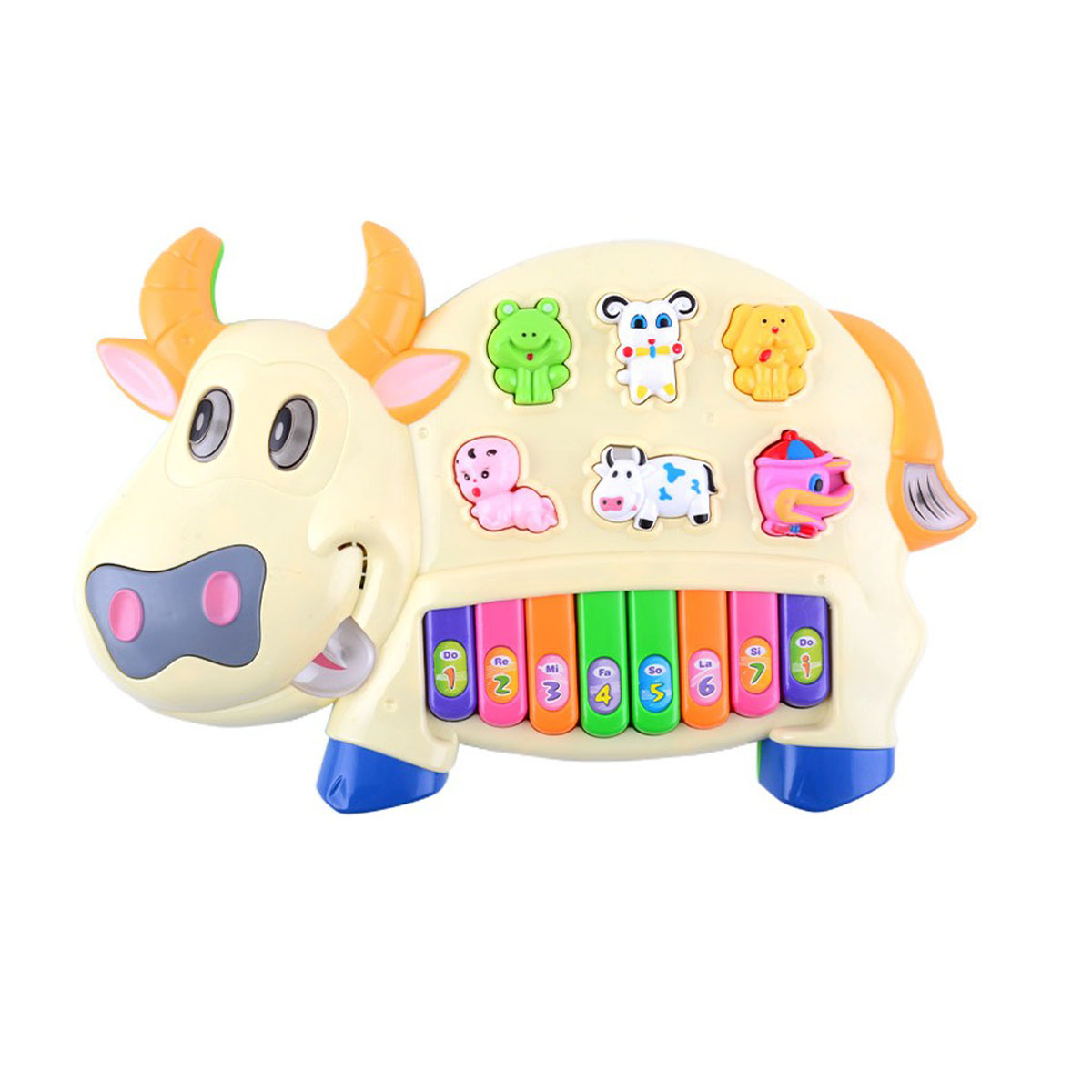 Cow Piano for baby with Melody and Animal Sounds-White