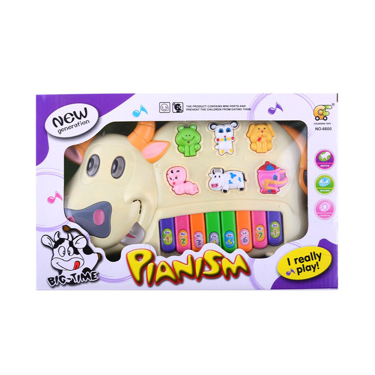 Cow Piano for baby with Melody and Animal Sounds-White