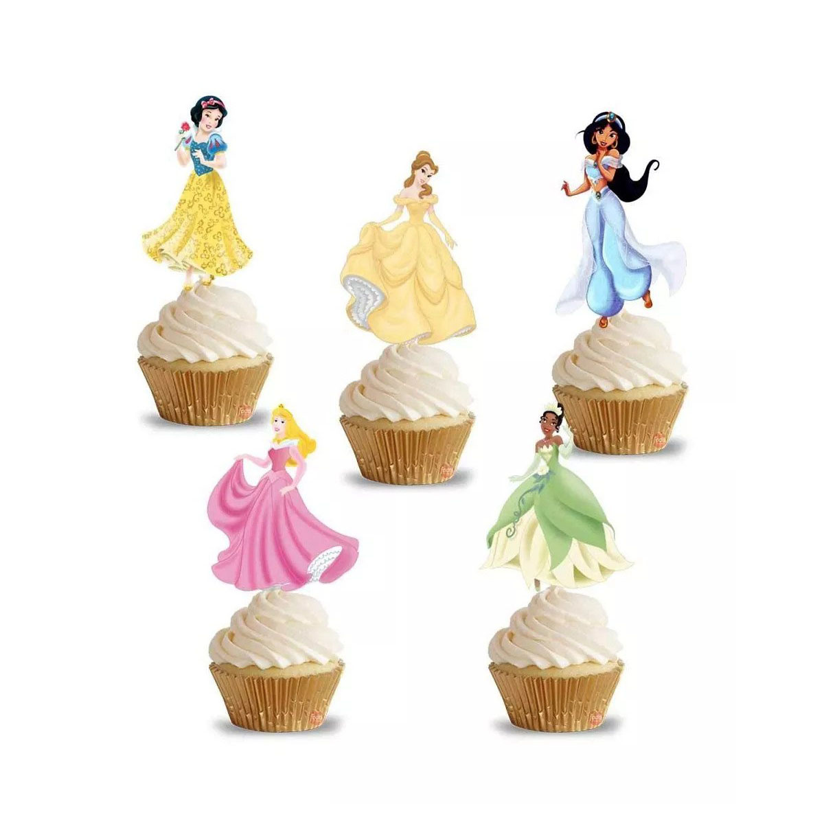 Party Propz Princess Cup Cake Topper Girls Birthday Decoration Multi Colour - Pack of 14