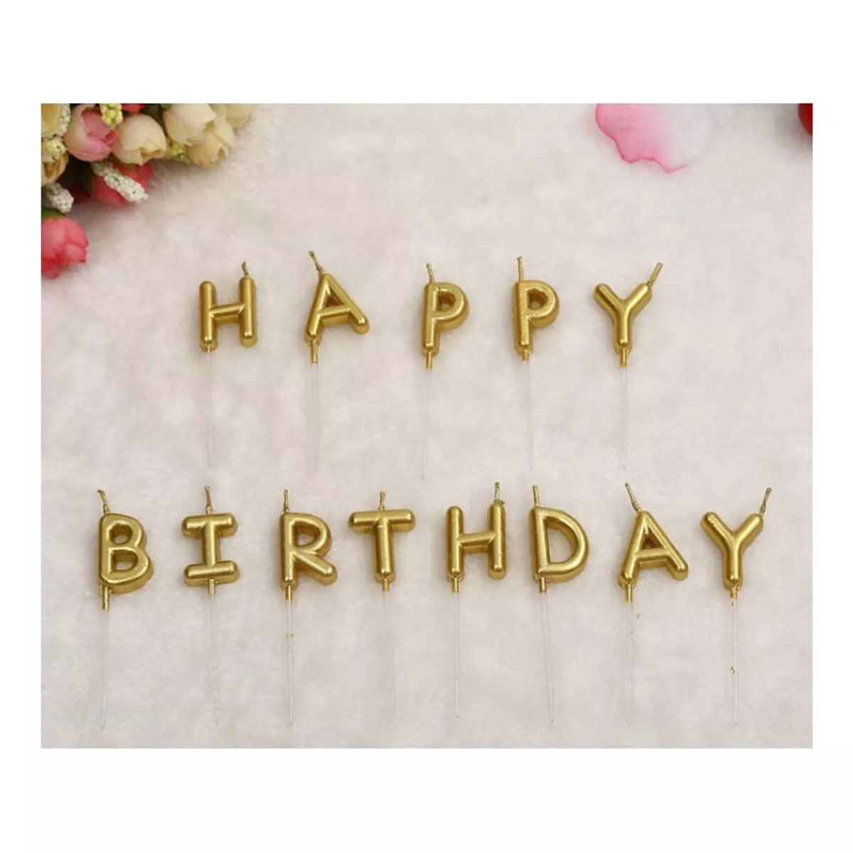 Party Anthem Happy Birthday Alphabets Glitter Candle Pack of 13 - Golden