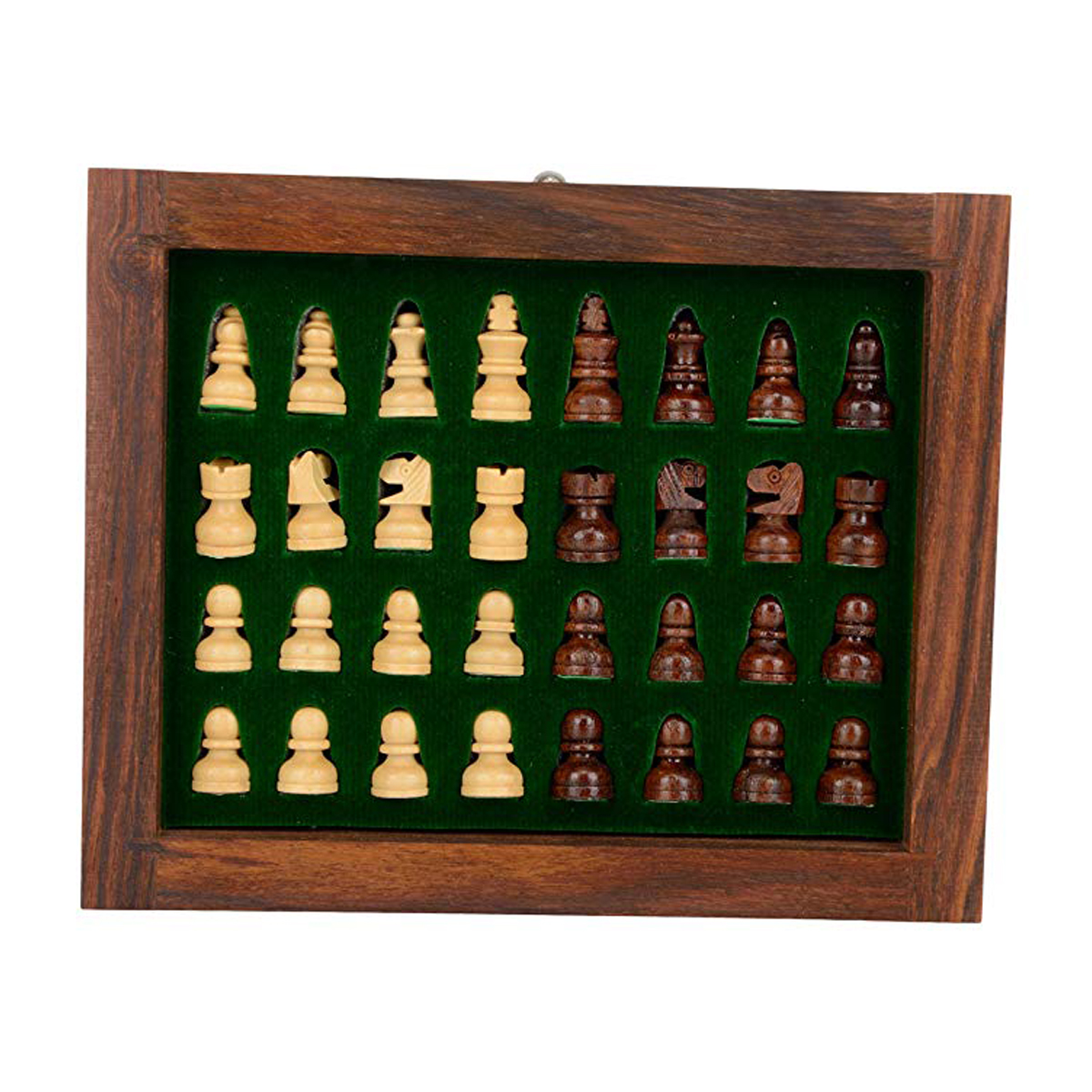 Craftgasmic Square Wooden Chess and Magnetic Pieces Set with Storage Drawer (5x5 Inch) Board Game
