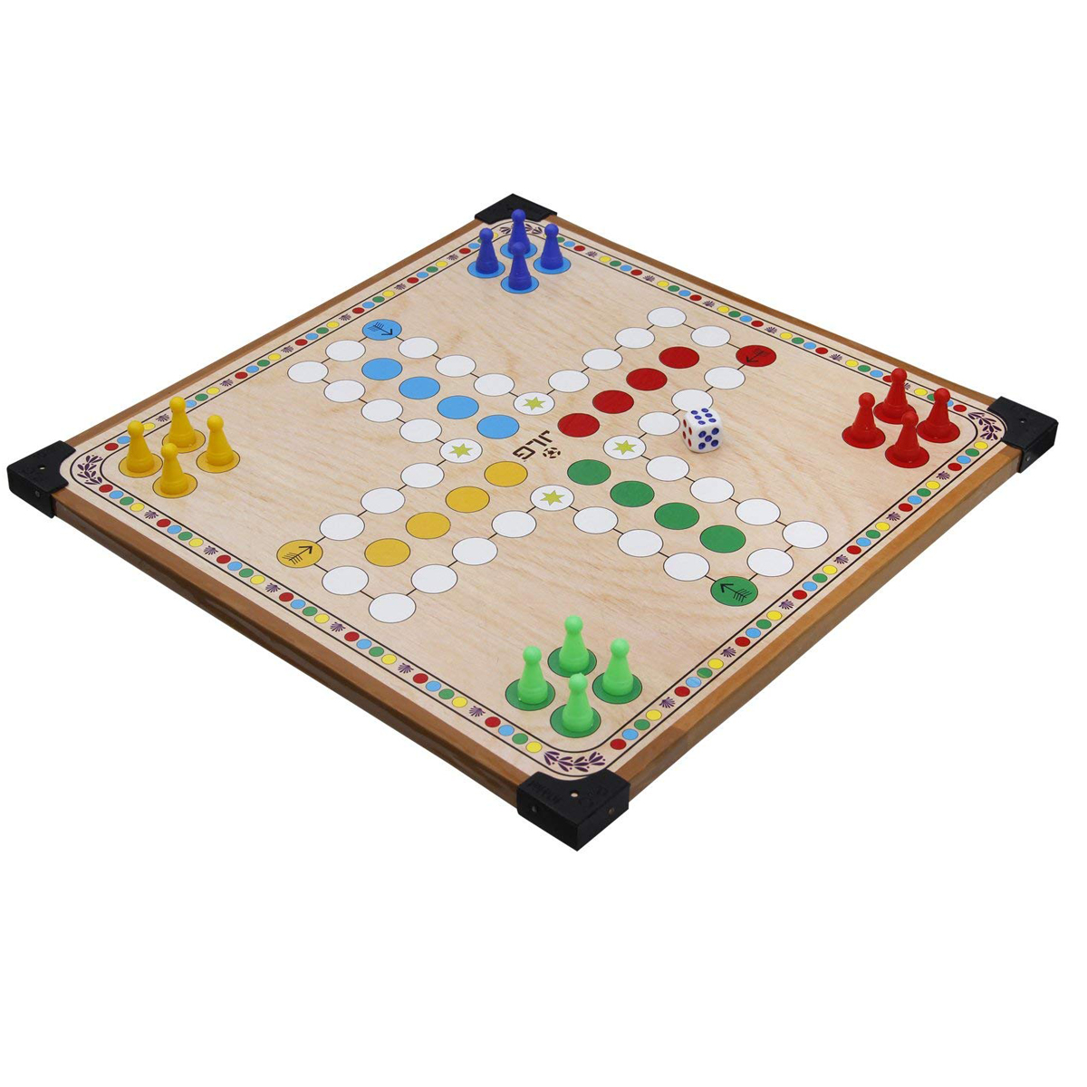 Sports 12x12 Wooden Ludo And Chinese Checker with Dice and Tokens(Wooden)