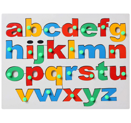 Little Genius - Wooden English Alphabet Tray Lowercase with Knob